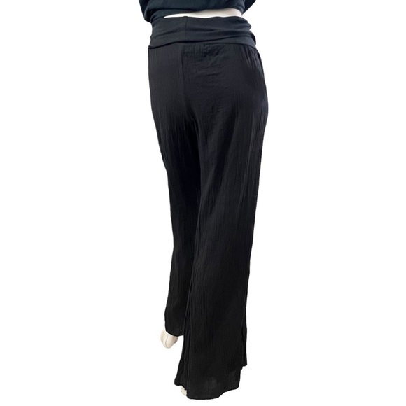 Elan Wide Leg Black Crinkle Trousers Woman’s Size Large - Picture 5 of 15